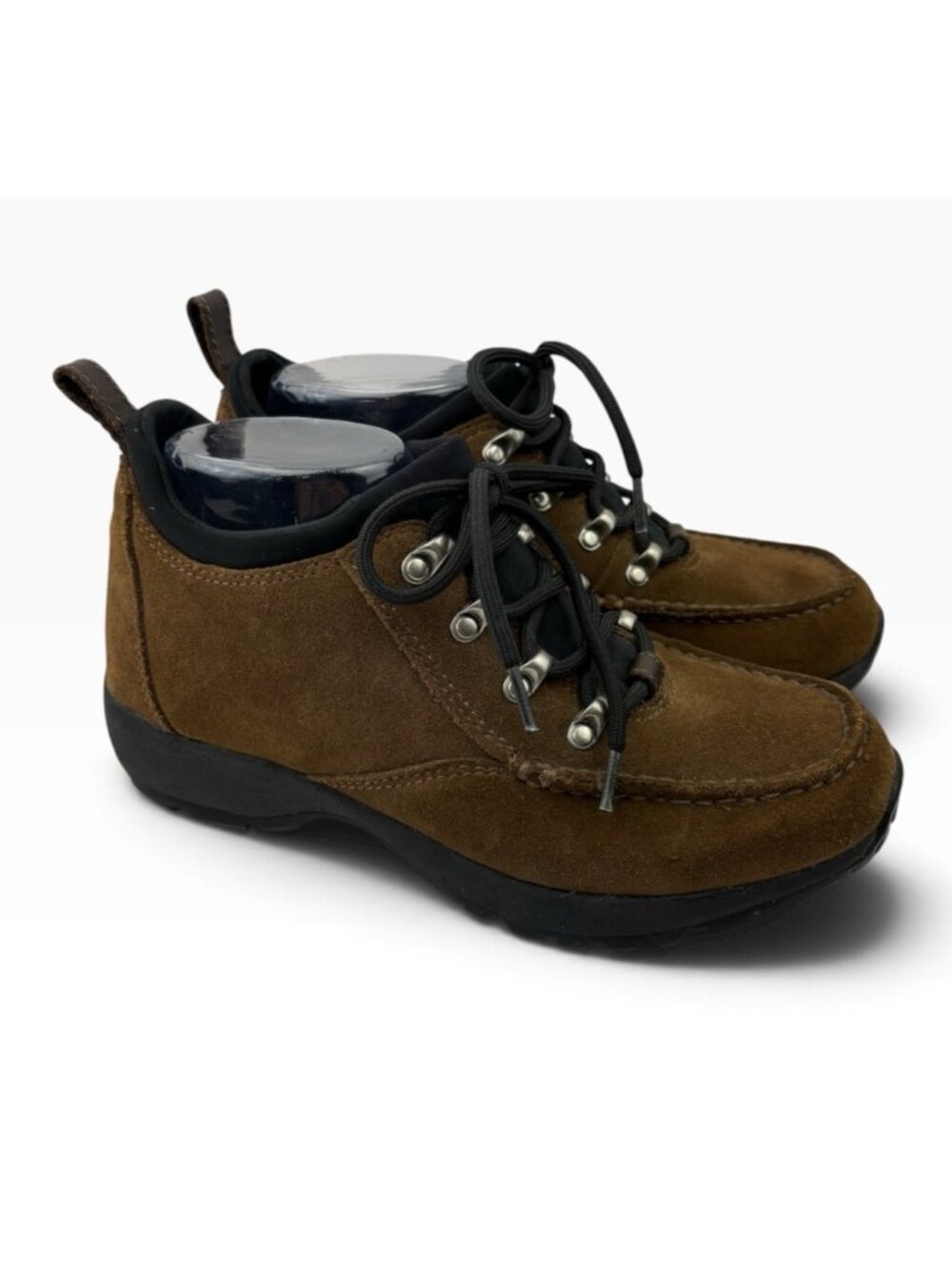 -Lands End Low Top Hiking Boots Womens 7B Brown Suede Leather Outdoor Activewear